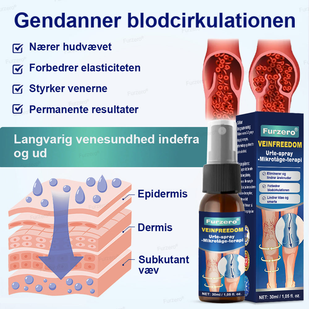 💙Lavet og sendt fra Danmark🌿Furzero® VeinFreedom Urte-spray - Mikrotåge-terapi