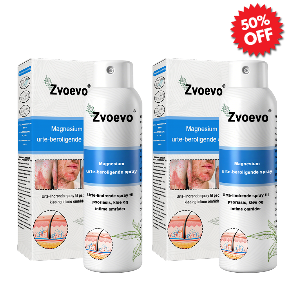 ✅ Officiel butik: Zvoevo® Magnesium Urte-psoriasis Spray(Lindrer psoriasis og eksem, forbedrer bakterielle infektioner i intimområdet, behandler akne og vorter, lindrer ledsmerter og nervesmerter)