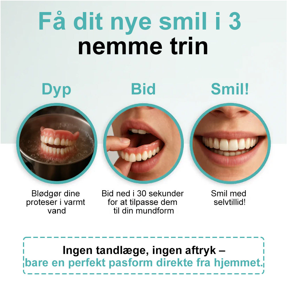 🦷Bikenda®🦷 Avanceret Tilpasset Fuldt Tandprotesesæt (✅ Klinisk dokumenterede komfort-pas tandproteser — Bruges og stole på af mere end 8.000 brugere i Danmark for komfort hele dagen.)