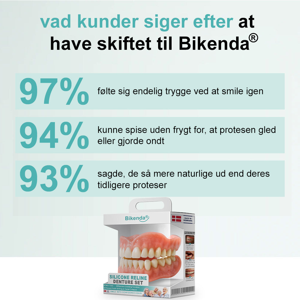 🦷Bikenda®🦷 Avanceret Tilpasset Fuldt Tandprotesesæt (✅ Klinisk dokumenterede komfort-pas tandproteser — Bruges og stole på af mere end 8.000 brugere i Danmark for komfort hele dagen.)