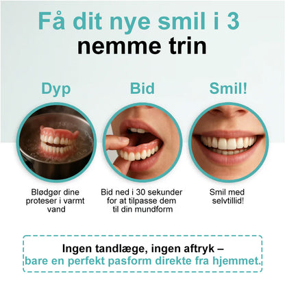🦷🦷Bikenda®🦷🦷 Avanceret Tilpasset Fuldt Tandprotesesæt (✅ Klinisk dokumenterede komfort-pas tandproteser — Bruges og stole på af mere end 8.000 brugere i Danmark for komfort hele dagen.)