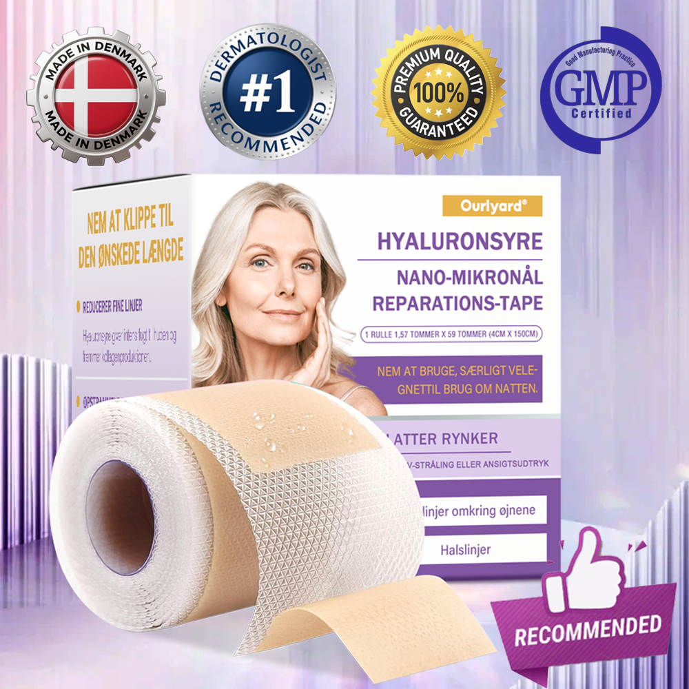 ✅ Officiel butik | Ourlyard® Hyaluronsyre Nano Microneedle Repareringsbånd 🧑‍⚕️☑️(Reparerer rynker, fine linjer, løs hud osv., egnet til flere områder som ansigt, hænder, mave, ben – 4 cm x 1,5 m rulle. Klinisk testet og dermatologisk anbefalet)